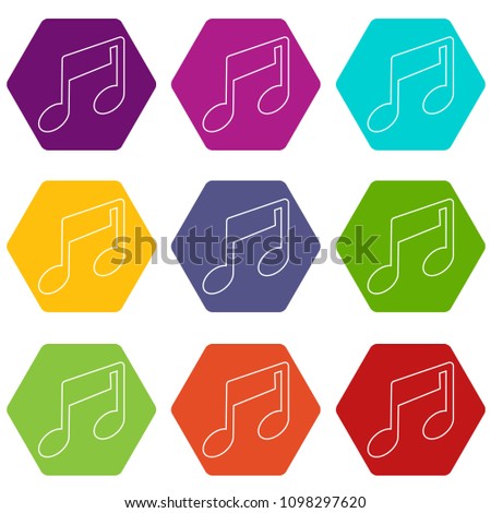 Music note icons 9 set coloful isolated on white for web