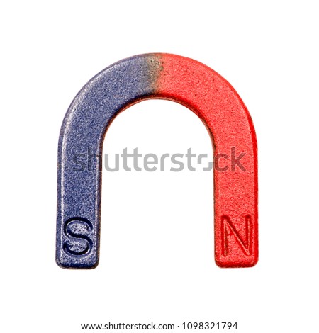 U-shaped red and blue magnet isolated on white background with clipping path