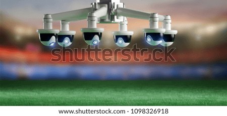 View of a Camera assistance for the refereeing of football match concept - 3d rendering