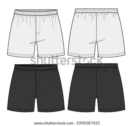 Pants Boxer shorts fashion vector illustration flat sketches template Royalty-Free Stock Photo #1098387425