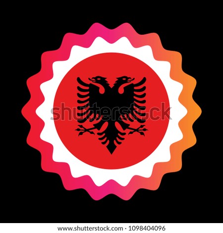 Flag of Albania round button. Vector Illustration.