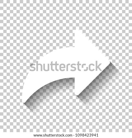 Share icon with arrow. White icon with shadow on transparent background Royalty-Free Stock Photo #1098423941