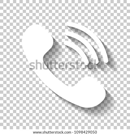 Ringing phone icon. Retro symbol. White icon with shadow on transparent background Royalty-Free Stock Photo #1098429050