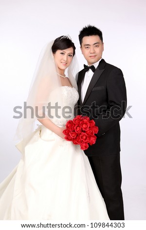 Photo of Wedding day of young asian couple