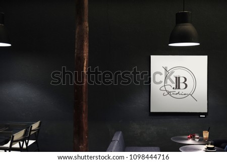 Signboard in a dark restaurant mockup