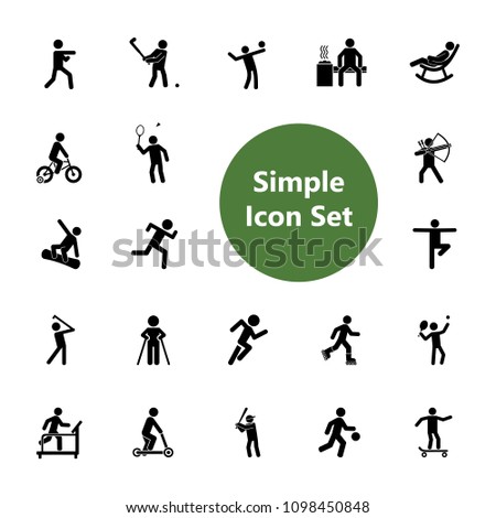 Icon set of active people. Sport, leisure, fitness. Activity concept. For topics like healthy lifestyle, professional sport, outdoor activities