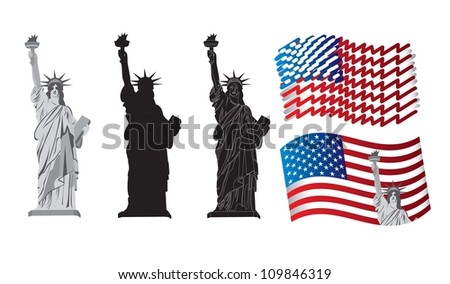 symbols of American patriotism with the Statue of Liberty