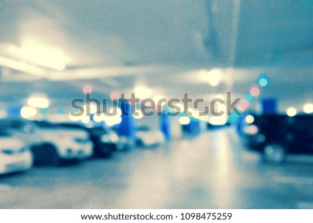Vintage Abstract blur car parking lot for background Blur parking with cars.