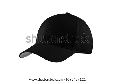 Fashionable black cotton golf cap isolated on white background