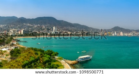 Coastline of Acapulco city in Mexico.  Royalty-Free Stock Photo #1098500771