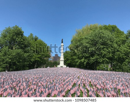 The flags in Boston Common, Massachusetts.
Memorial Day or Decoration Day is a federal holiday in the United States for remembering the people who died while serving in the country's armed forces.