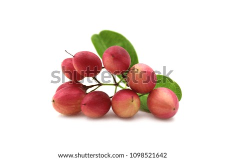 Carunda or Karonda fruit juice on white background
