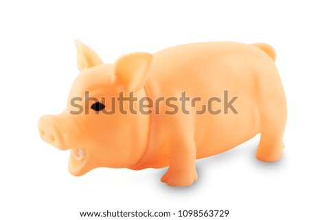 Plastic toy pig on Isolated White Background