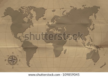 An old map of the world. Vector illustration. Eps10