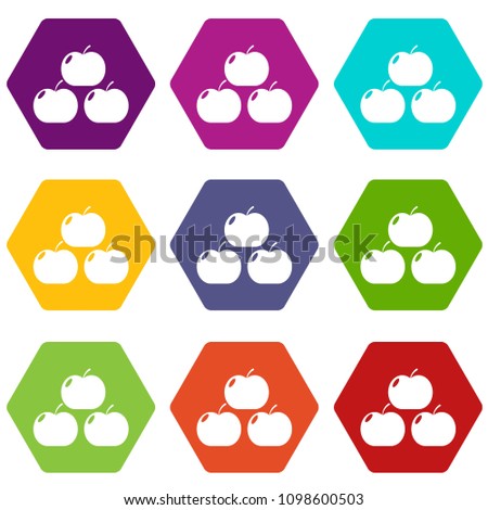Apples icons 9 set coloful isolated on white for web