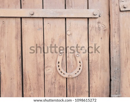 lucky horseshoe on the old door