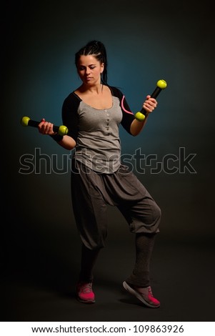 young woman doing fitness exercises