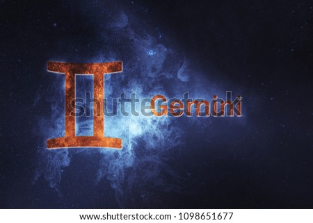 Gemini Horoscope Sign. Abstract night sky background