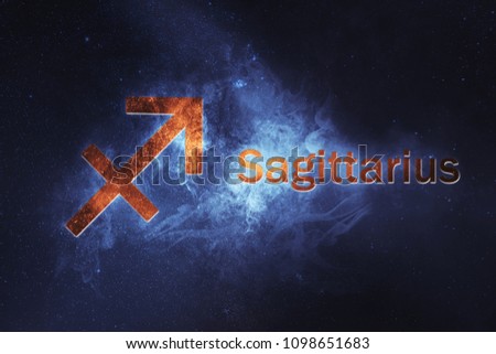 Sagittarius Horoscope Sign. Abstract night sky background

