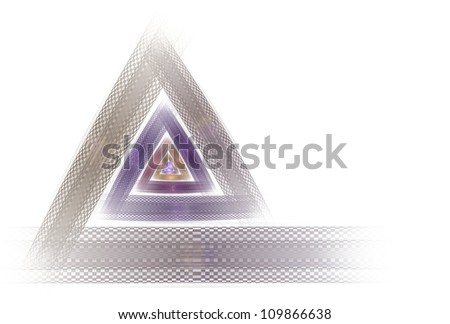 Intricate gold, purple and peach triangle spiral on white background