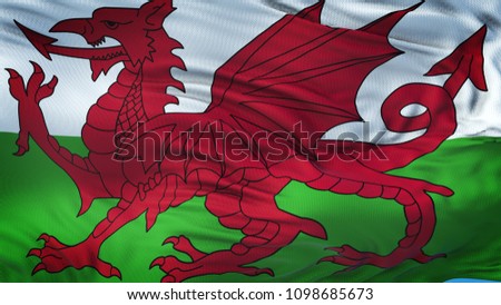 WALES Realistic Waving Flag Background