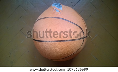 Broken basketball ball 
