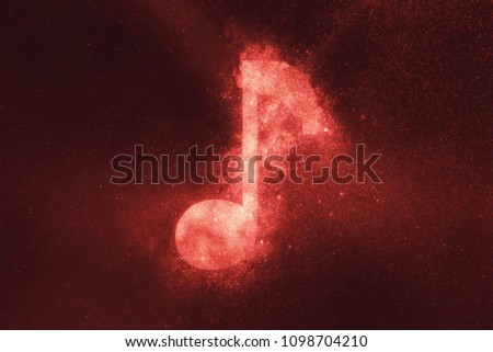 Music note sign, Music note symbol. Abstract night sky background