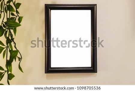 Empty Modern Black Frame On The Wall.Blank Advertisement Banner Poster Mock Up Isolated Template Clipping Path.