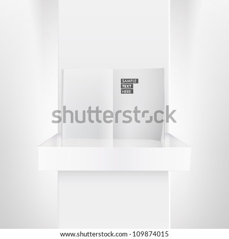 White book on a shelf. Vector illustration.