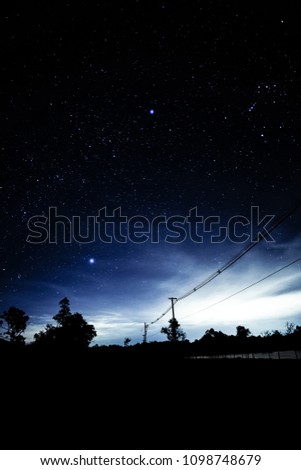 Landscape with gradient star among the galaxy. The galaxy with stars and space dust in night sky background with stars and space dust in the universe. 