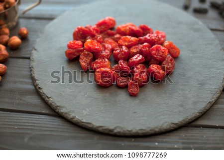 Red dry fruits. Dry berries