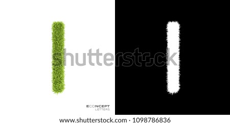EcoNCEPT Letters I - 3D green grass letters isolated on white background with alpha matte