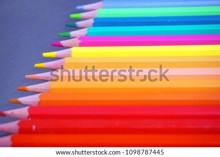 Colouful assorted color pencils back to school