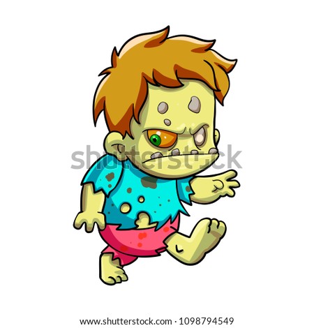 Cute zombie running cartoon