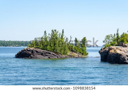 Isolated Rock and Stone as Pure Natural Background Isle Royale Island National Park on Superior Lake