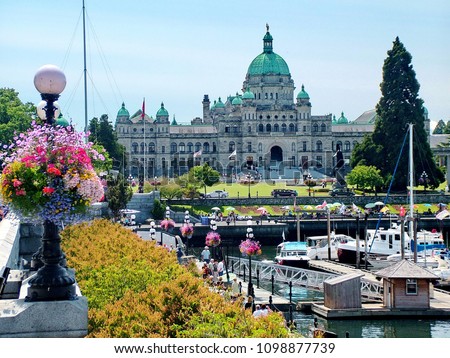 Victoria, BC, Canada - July 10, 2009: British Columbia Parliament Buildings Royalty-Free Stock Photo #1098877739