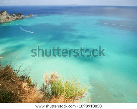 The sea near the Cape Dratis (Peroulades) formation aerial view, Corfu, Greece 