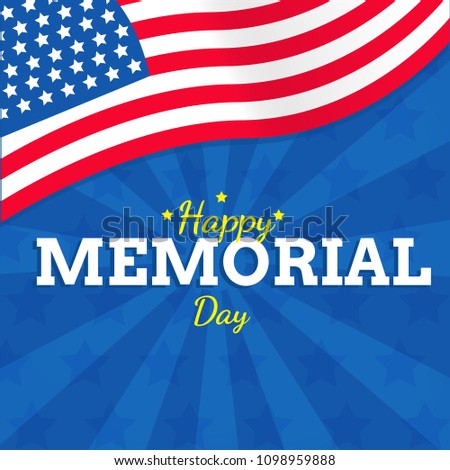 memorial day with USA flag vector  background or banner graphic