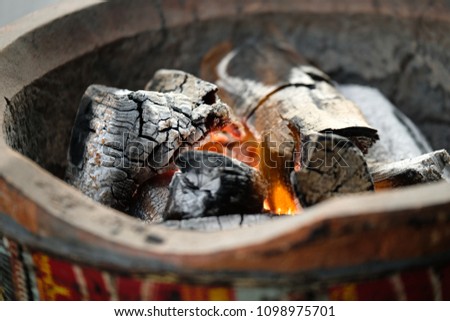 charcoal fire with stove