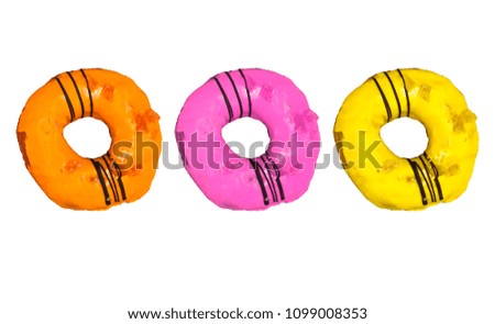 Row of colorful donuts.