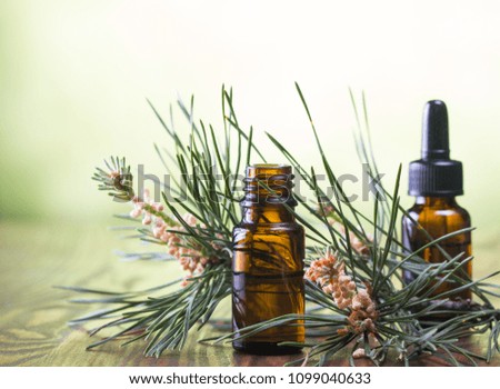 Pine essential oil and pine twigs