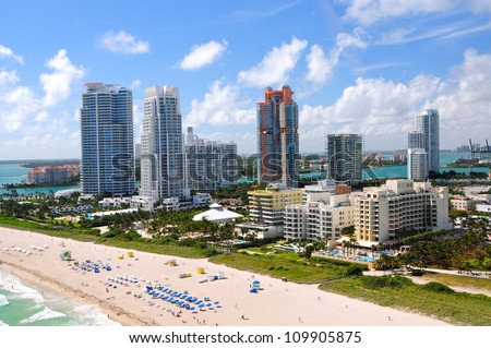 Aerial view of Miami South Beach, Florida, USA