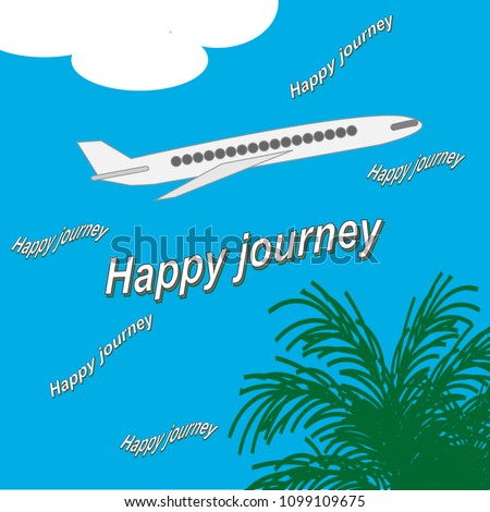 Welcome card of a Happy journey airplane on a blue background vector design
