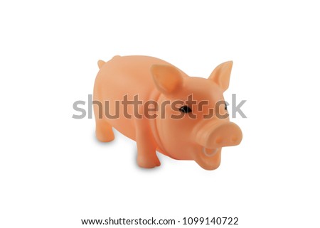 Plastic toy pig on Isolated White Background