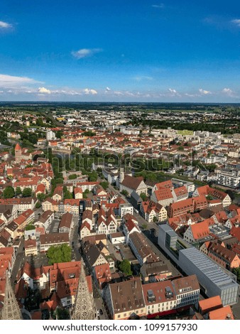 View over the inner city of Ulm in Germany on a sunny day under blue sky