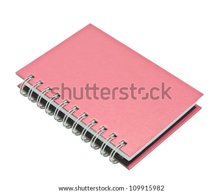 stack of ring binder book or pink notebook isolated on white background