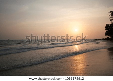 Sun sets over Independence Beach, Sihanoukville, Cambodia