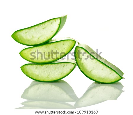 aloe vera fresh leaf. isolated over white Royalty-Free Stock Photo #109918169