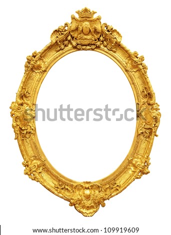 Gold vintage frame isolated on white background Royalty-Free Stock Photo #109919609