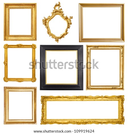Set of golden vintage frame isolated on white background Royalty-Free Stock Photo #109919624
